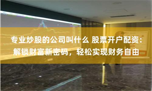 专业炒股的公司叫什么 股票开户配资：解锁财富新密码，轻松实现财务自由